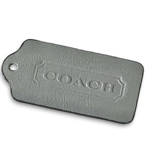 Vintage Y2K Coach Grey Leather Hang Tag Fob 2.25” Double Sided Embossed Logo